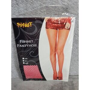 Spirit Halloween Fishnet Pantyhose Orange Red Costume Adult M/L